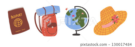Travel and Vacation Object and Symbol Vector Set Travel and Vacation Object and Symbol Vector Set 130017484