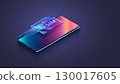 Esim icon over mobile phone in 3d isometric. digital virtual electronic sim card over screen of modern smart phone. Esim technology concept. 130017605
