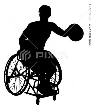 Silhouette of Wheelchair Basketball Man Silhouette of Wheelchair Basketball Man 130017731