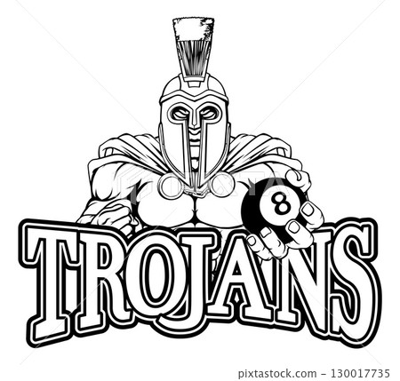 Spartan Trojan Pool Ball Billiards Mascot Cartoon Spartan Trojan Pool Ball Billiards Mascot Cartoon 130017735