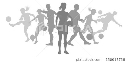 Soccer Football Players Men Women Silhouettes 130017736