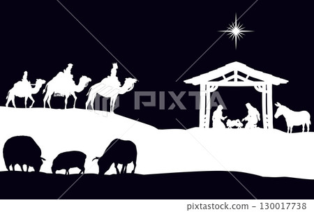 Christmas Nativity Scene Bethlehem Manger Wise Men 130017738