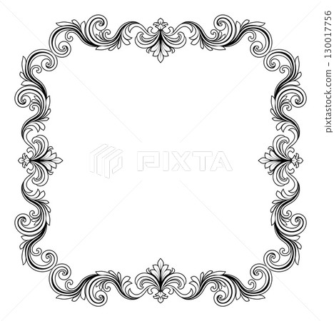 Filigree Heraldic Crest Motif Floral Pattern Frame 130017756