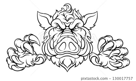 Boar Wild Hog Razorback Warthog Pig Sports Mascot Boar Wild Hog Razorback Warthog Pig Sports Mascot 130017757