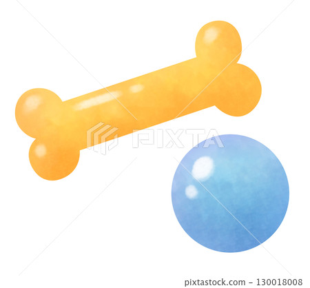 橡膠骨頭和球狗玩具插圖 130018008