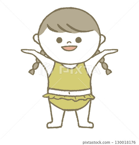 Child in swimsuit, smiling, yellow Child in swimsuit, smiling, yellow 130018176