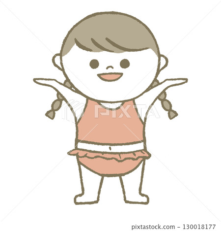 穿泳衣的孩子,微笑,粉紅色 穿泳衣的孩子,微笑,粉紅色 130018177