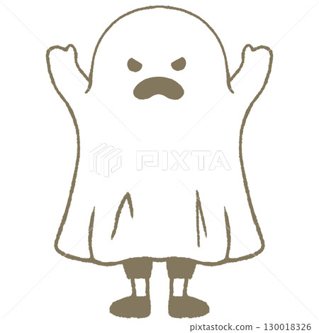 Child dressed as a ghost, angry face 130018326