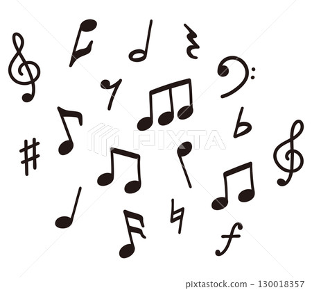 A set of cute hand-drawn musical note symbols A set of cute hand-drawn musical note symbols 130018357