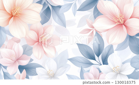 Elegant botanical floral background, delicate floral pattern, soft pastel colors 130018375
