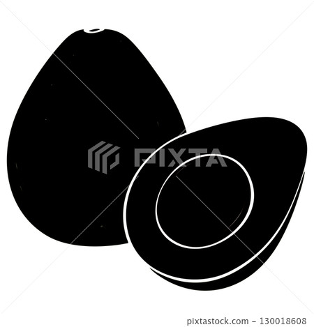 Unique Style Black Line Avocado Vector Illustration on White Background 130018608