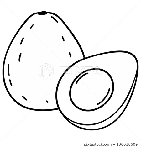Educational Avocado Vector Illustration Coloring Page (Style 2) 130018609