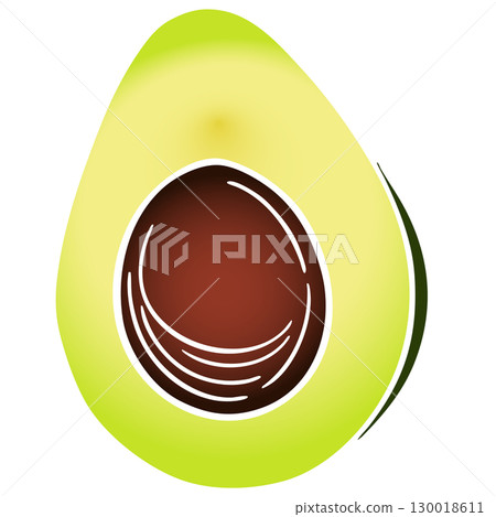 Modern Flat Style Avocado Vector Illustration on White Background 130018611