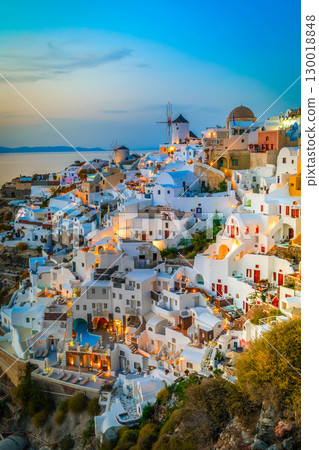 Oia village at night, Santorini 130018848