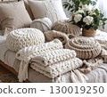 Knitted cushion scarf for bed, soft, warm, interior, relaxing 130019250