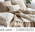 Knitted cushion scarf for bed, soft, warm, interior, relaxing 130019252