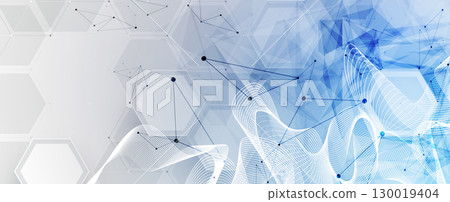 Technology and modern science banner or header. Connected neural network Technology and modern science banner or header. Connected neural network 130019404