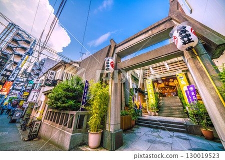 Tokyo cityscape in Japan, including Shinbashi and Karasumori Shrine 130019523