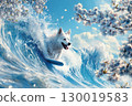 Surfing dog 130019583