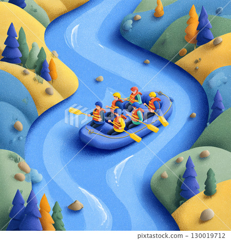 鳥瞰視角漂流插圖 | 戶外旅遊宣傳圖 130019712