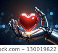 Robot hand holding a heart symbol 130019822