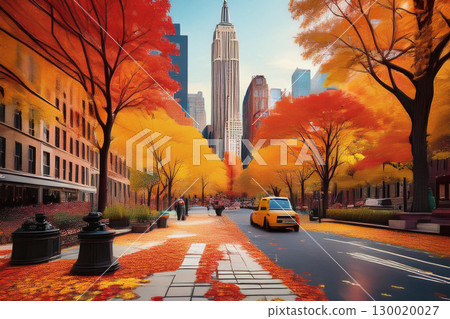 Vibrant Autumn Foliage Brightens New York City Streets With Iconic Skyline Views 130020027