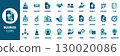 Business icon set. Containing office, meeting, contract, deal, partner, client, strategy, profit, report, growth and more. Solid vector icons collection 130020086