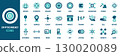 Cryptocurrency icon set. Containing bitcoin, ethereum, wallet, token, blockchain, mining, exchange, coin, market, trading and more. Vector icons collection 130020089