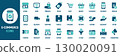 E-commerce icon set. Containing store, cart, basket, checkout, payment, invoice, delivery, order, package, discount and more. Vector icons collection 130020091