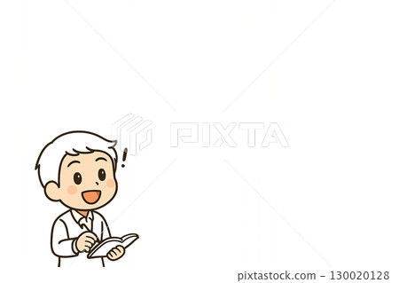 Inspirational illustration of a man writing in a notebook in a cafe Inspirational illustration of a man writing in a notebook in a cafe 130020128