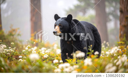 Asiatic black bear living in the forest 130020192