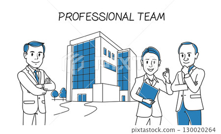 Vector Outline Illustration of Professional Team with Office Building in Whiteboard Sketch Style Vector Outline Illustration of Professional Team with Office Building in Whiteboard Sketch Style 130020264
