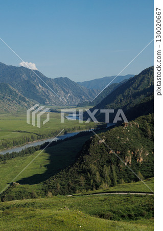 Altai Mountains covered with green grass. Nature photo Altai Mountains covered with green grass. Nature photo 130020667