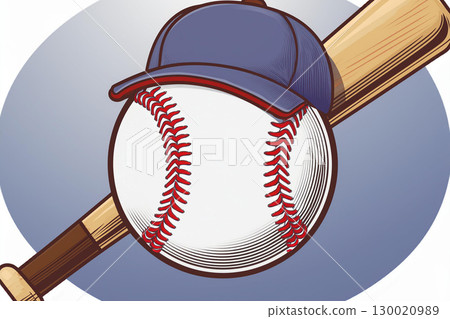Baseball Equipment Featuring a Cap and Bat Set Against a Soft Background. Generative AI Baseball Equipment Featuring a Cap and Bat Set Against a Soft Background. Generative AI 130020989