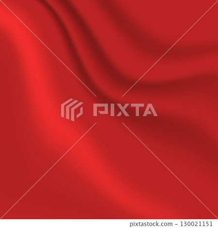 Silk red background. Abstract vector pattern with copy space. Liquid wave texture, smooth drapery wallpaper. Wedding fabric, satin. Wavy design for banner, card, postcard, backdrop 130021151