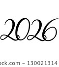 Vector 2026 year black handwriting font. White background. Isolated typography text for design 130021314