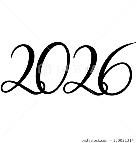 Vector 2026 year black handwriting font. White background. Isolated typography text for design Vector 2026 year black handwriting font. White background. Isolated typography text for design 130021314