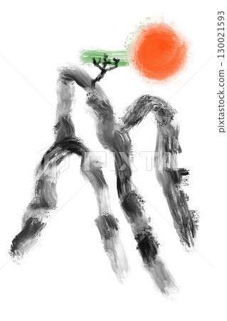 Mountain Japanese style brush ink painting ink painting watercolor Mountain Japanese style brush ink painting ink painting watercolor 130021593