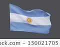 The waving flag of the Argentine Republic on a neutral background. 130021705