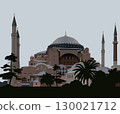 Turkey Sofia Constantinople in cloudy weather with palm trees. Vector. 130021712