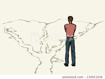 Man at the crossroads. Vector drawing 130021836