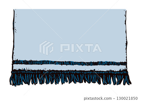 Wide warm shawl. Vector sketch drawing 130021850
