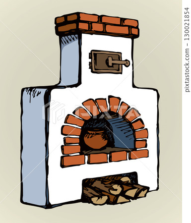 Old Russian stove. Vector drawing 130021854
