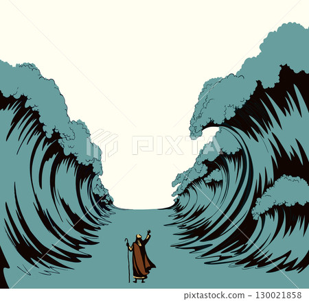 Moses with the staff. Vector drawing Moses with the staff. Vector drawing 130021858