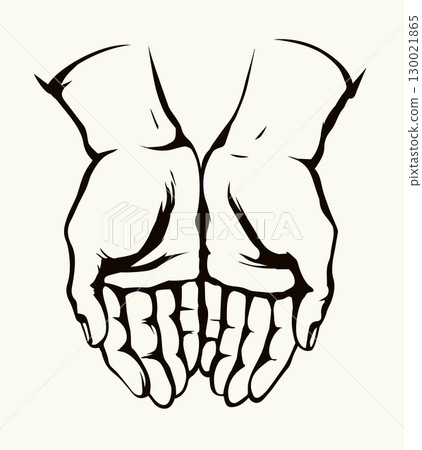 Praying hands. Vector drawing icon Praying hands. Vector drawing icon 130021865