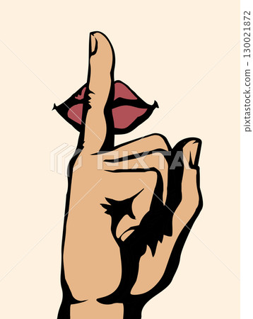 The finger shows quietly. Vector drawing The finger shows quietly. Vector drawing 130021872
