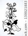 Big blooming burdock. Vector drawing 130021883