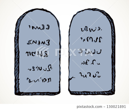 Tablets with 10 commandments. Vector drawing 130021891