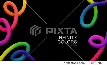 Colorful Infinity Gradient Lines on Black Background 130022073
