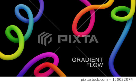 Abstract Gradient Flows Featuring Vibrant Colors on Black Background 130022074